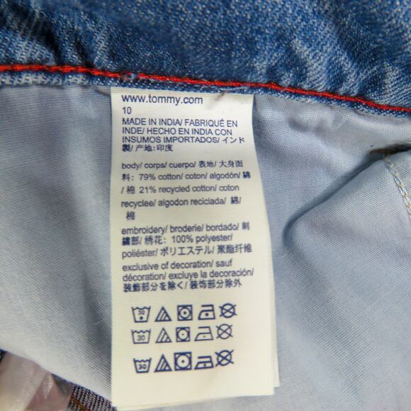 1990s Vintage Tommy Hilfiger High Rise Straight Mom Jeans Patches Size 10 34" - Picture 6 of 8